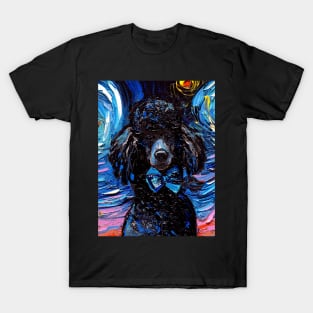 Standard Black Poodle Night (Portrait) T-Shirt